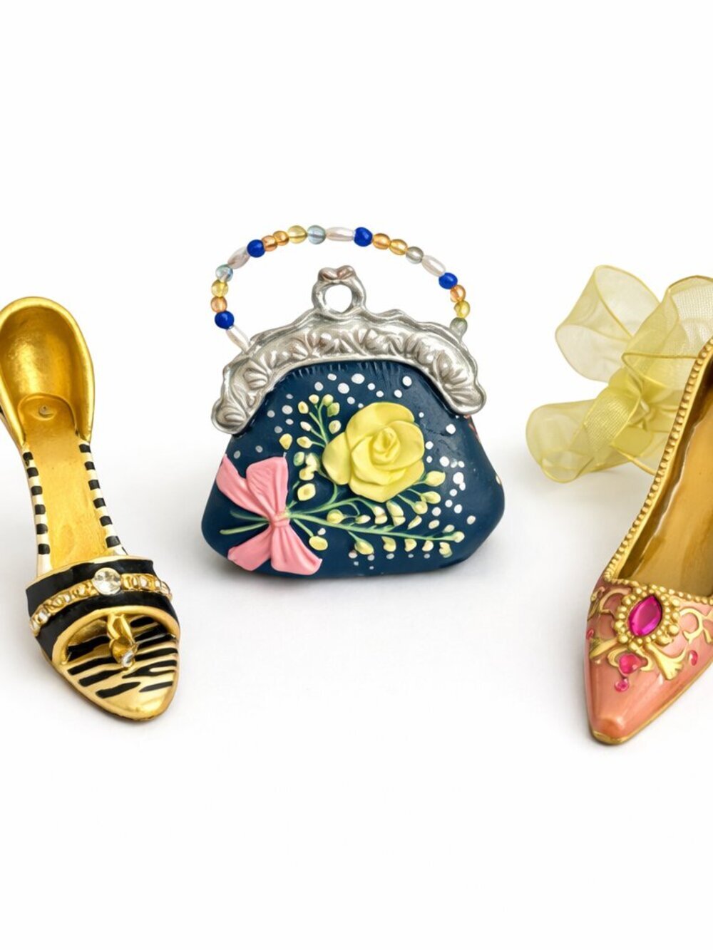 Vintage Miniature Shoe & Handbag Figurine Set | Fashion Collectible Decor | EUC